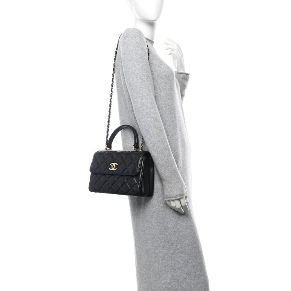 Authentic CHANEL Trendy Lambskin Quilted Small CC Dual Handle Flap Bag - Picture 3 of 12